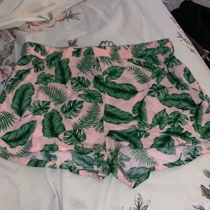 leaf patterned shorts